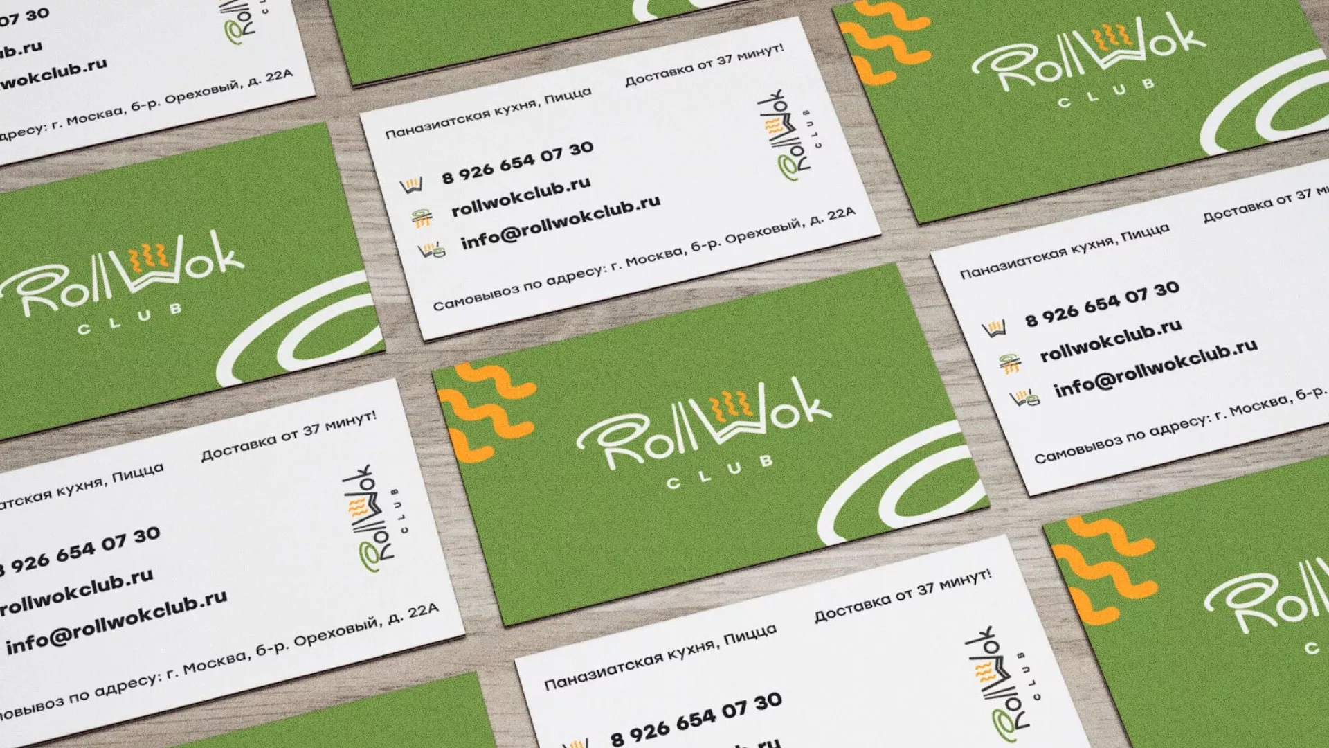 Разработка дизайна визиток суши-бара «Roll Wok Club» в Семёнове